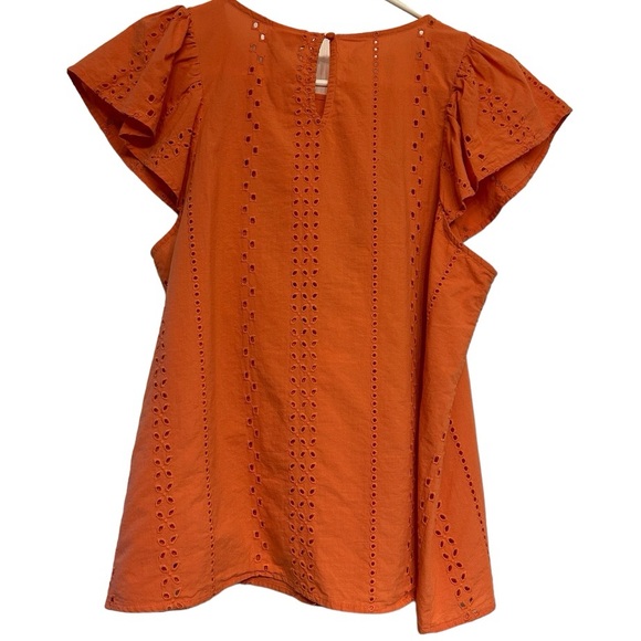 A.N.A ruffle sleeve/ sleeveless eyelet coral boho top- Size L - Picture 9 of 10